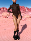 Just Black Mesh Back Zip Leotard