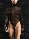 Just Black Mesh Back Zip Leotard