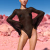 Just Black Mesh Bare Back Leotard