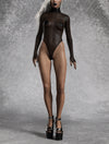 Just Black Mesh Back Zip Leotard
