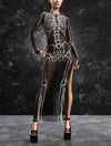 Inside Out Dark Mesh Single Cut Dress