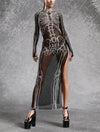 Inside Out Dark Mesh Single Cut Dress
