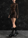 Just Black Mesh Short Dress