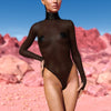 Just Black Mesh Back Zip Leotard