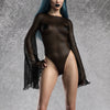Just Black Mesh Bare Back Leotard