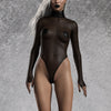 Just Black Mesh Back Zip Leotard