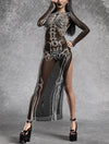 Inside Out Dark Mesh Single Cut Dress